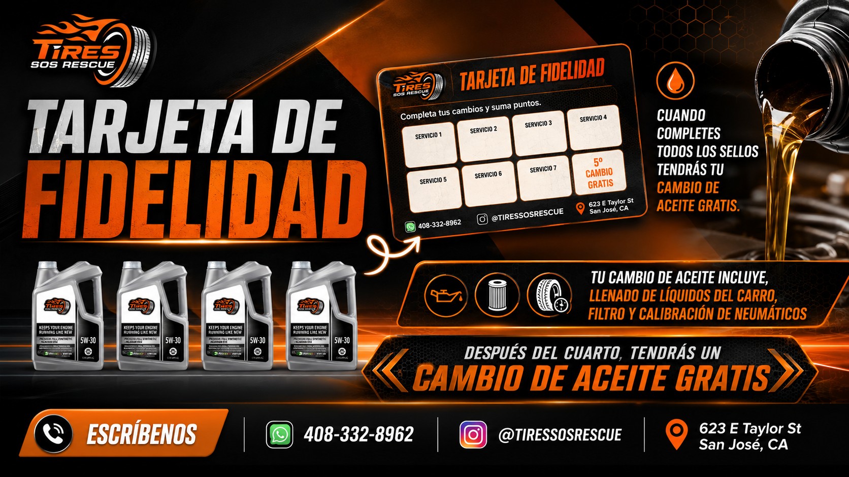 Loyalty card — free oil change after 4 visits